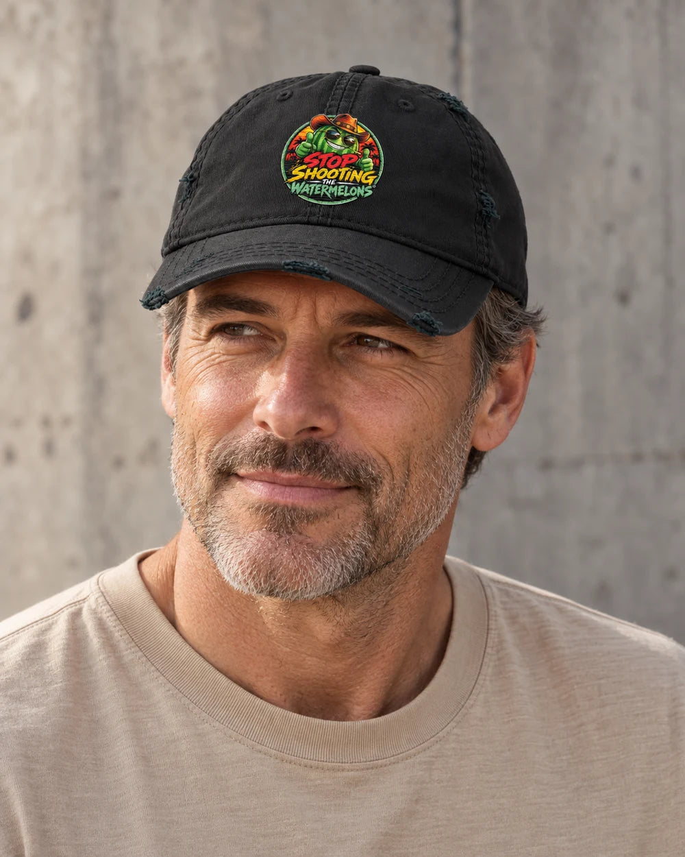Sunset Outlaw - Distressed Cap worn by a model